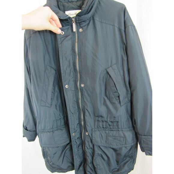 Eddie Bauer Women's Medium Dark Teal Goose Down Feather Coat Adjustable *flawed* - Picture 7 of 15